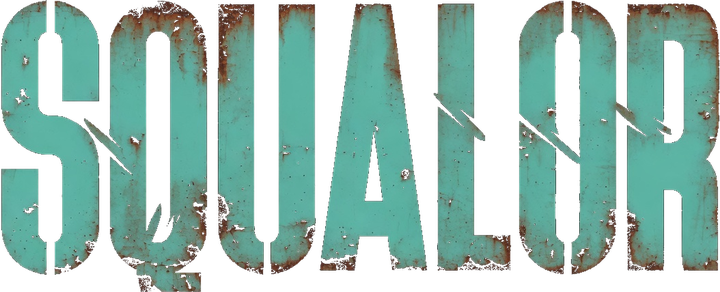 SQUALOR rusted teal wordmark